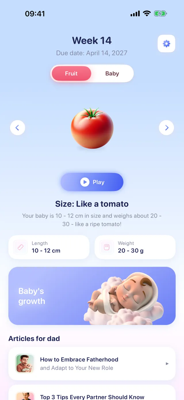 GIA partner’s space: a pregnancy week with the baby’s voice for dad